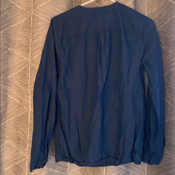 Denim blue ruffled blouse from LOFT. - Picture 3 of 3